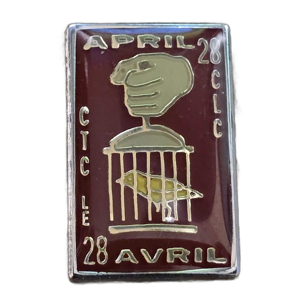 Day Of Mourning CLC CTC Canary Cage Union Worker Hazards Lapel Vest Hat Pin F33